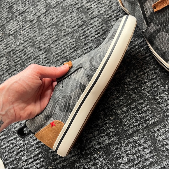 XTRATUF Women's Slip-On Sneakers - Black Canvas with Brown Suede Heel - Picture 9 of 16